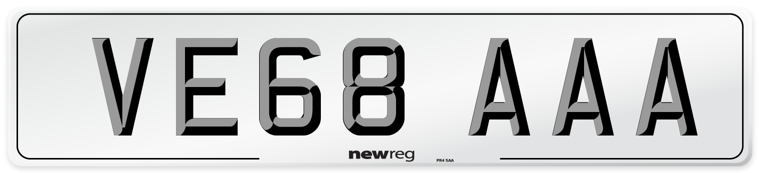 VE68 AAA Number Plate from New Reg